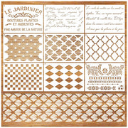 Script Stencil for Wood Painting French Writing Checkerboard Craft