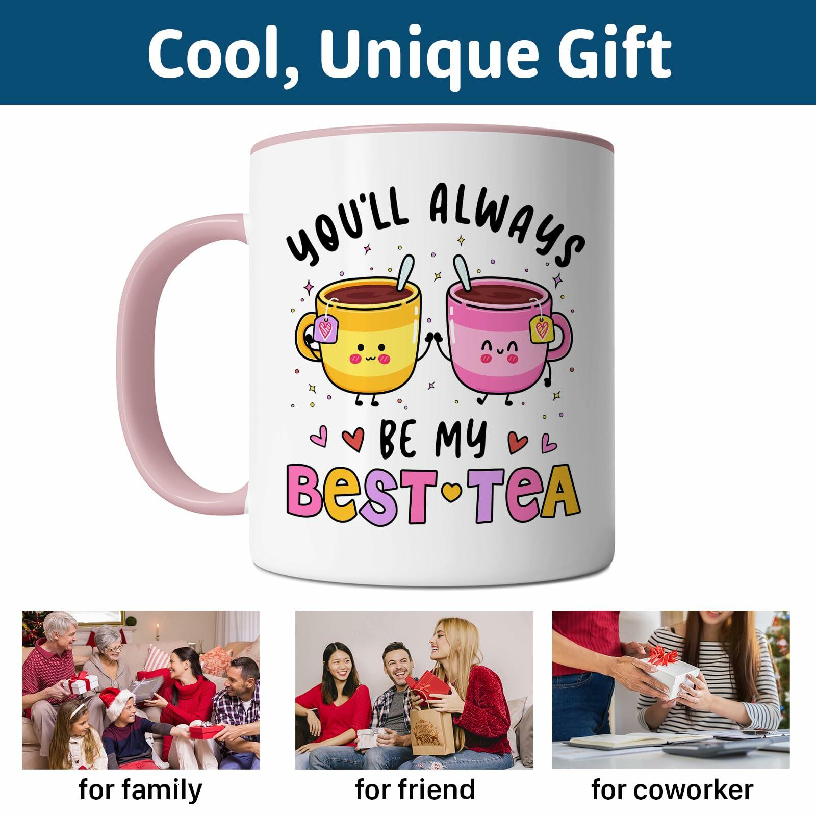 KINAPATO Friend Mug Funny Bestie Gift White Pink 11oz Ceramic