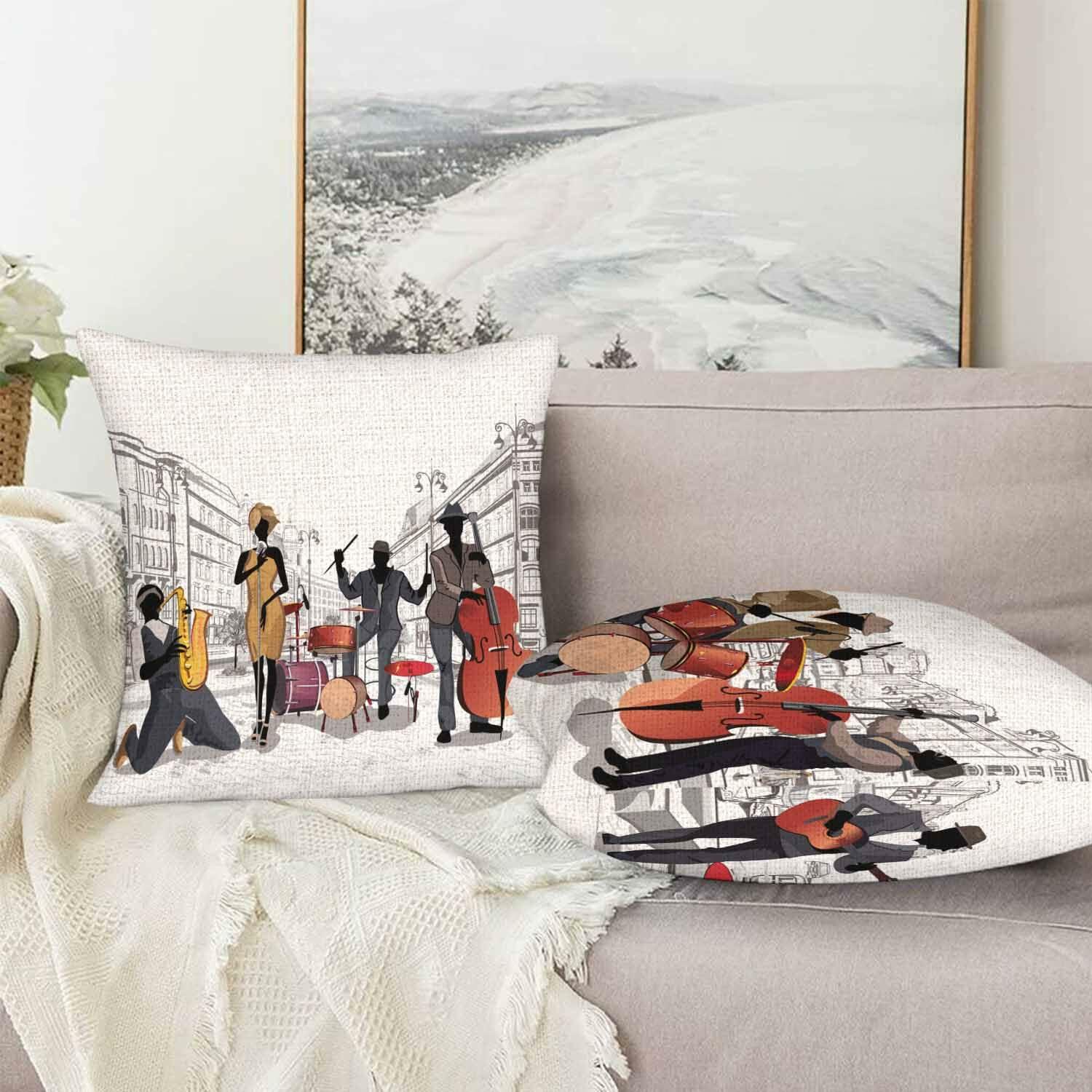 Boqpolu Movie Music Theme Pillow Covers Set of 2 18x18 Inch Multi-0006