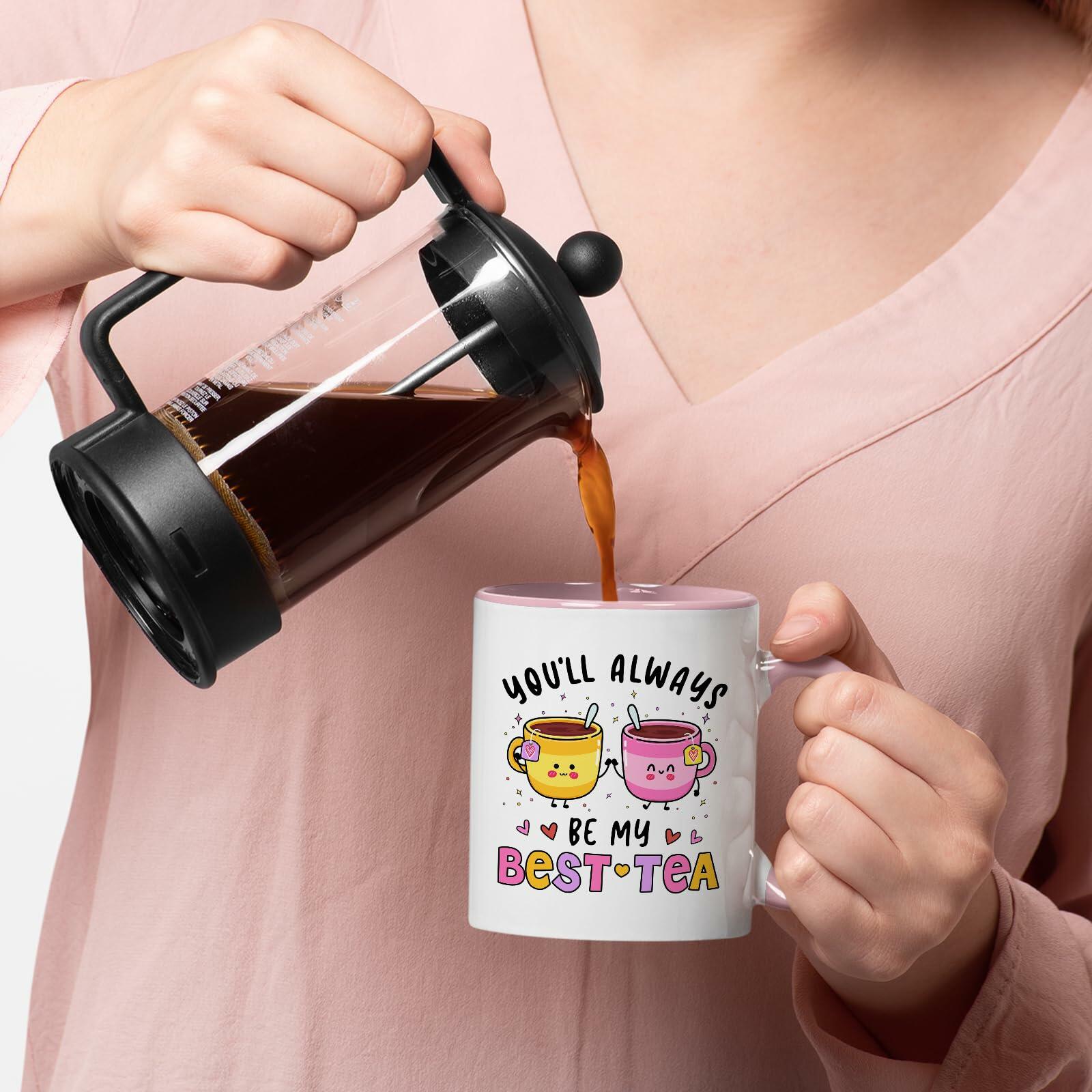 KINAPATO Friend Mug Funny Bestie Gift White Pink 11oz Ceramic