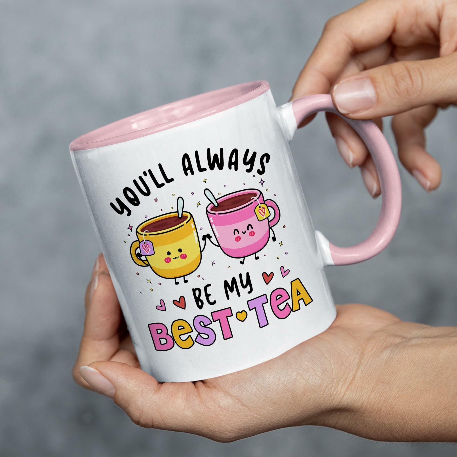 KINAPATO Friend Mug Funny Bestie Gift White Pink 11oz Ceramic
