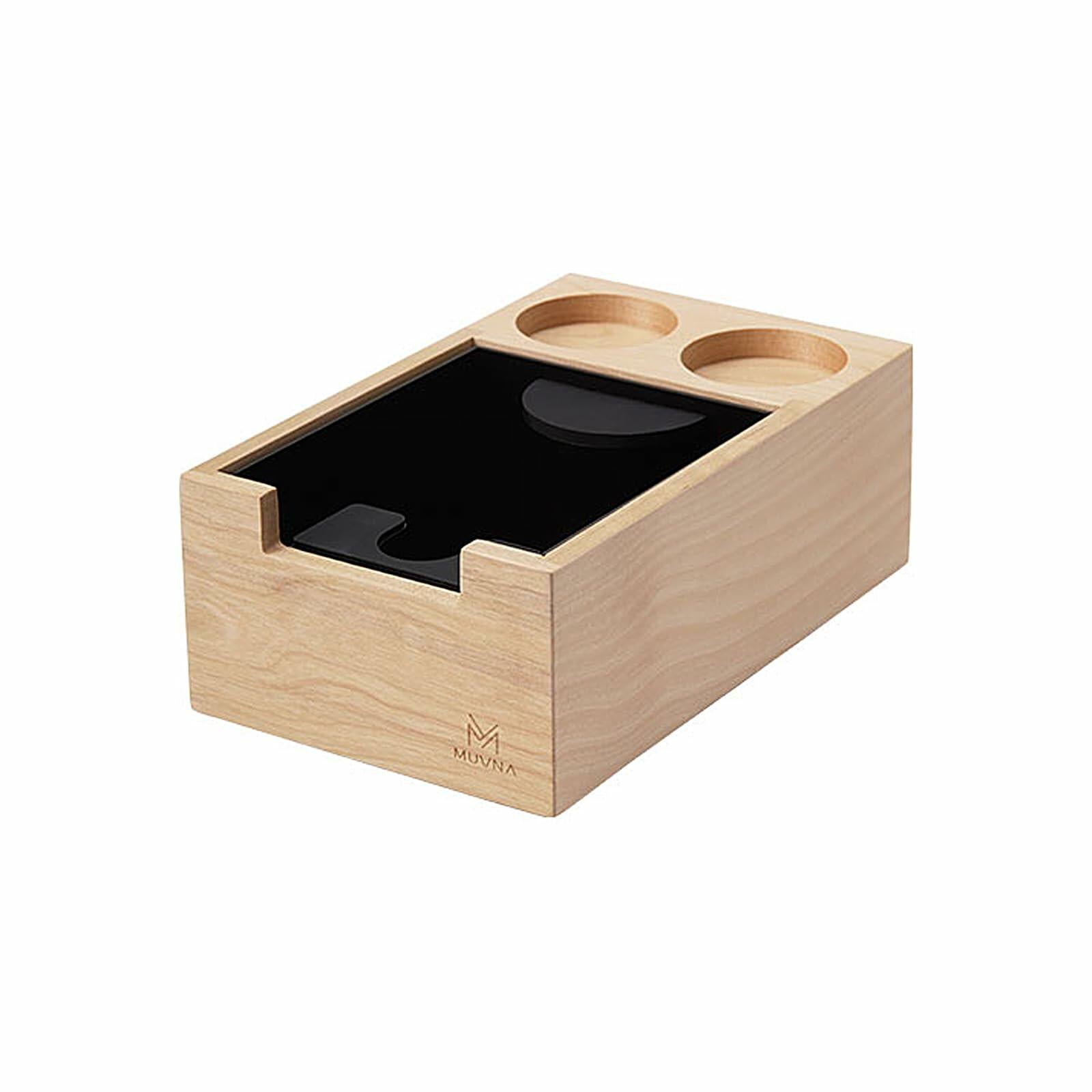 MUVNA Espresso Knock Box Wood Tamping Station Fits 51 54 58mm Tamper