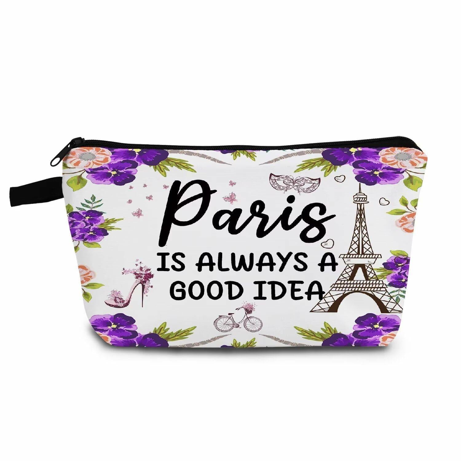 YULUENZE Paris Makeup Bag Eiffel Tower Travel Cosmetic Zipper Pouch