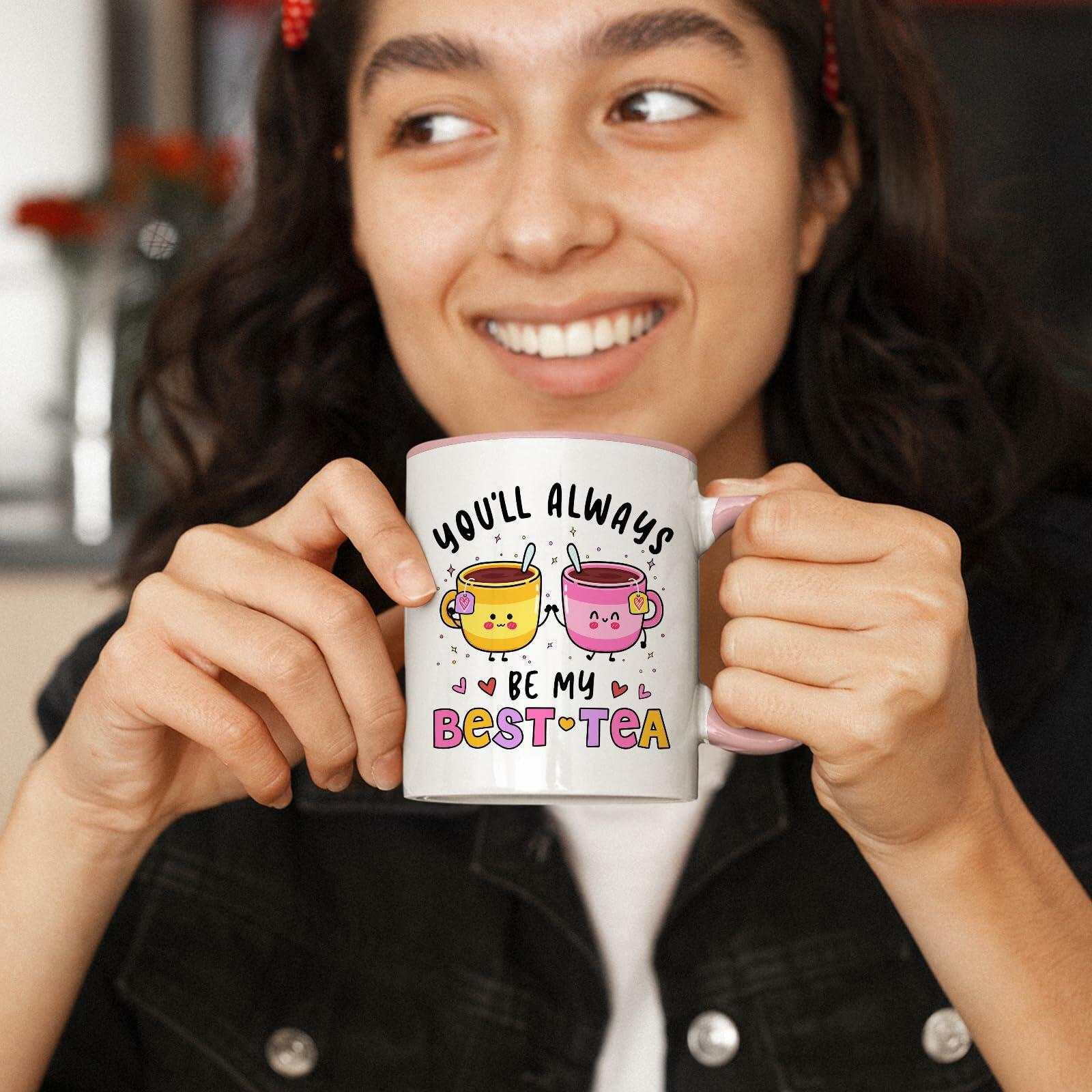 KINAPATO Friend Mug Funny Bestie Gift White Pink 11oz Ceramic