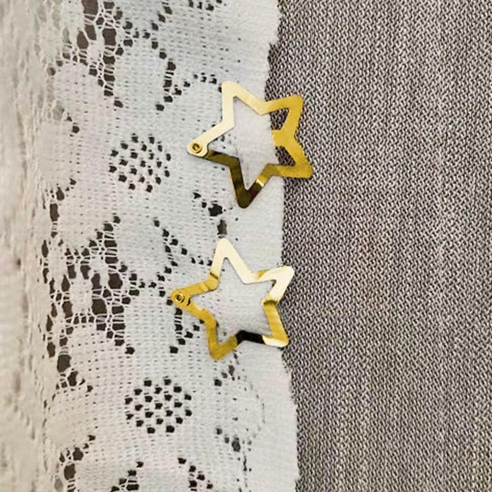 BWESOO 10 Pcs Gold Star Hair Clips Metal Snap Barrettes Hair Side Clamps