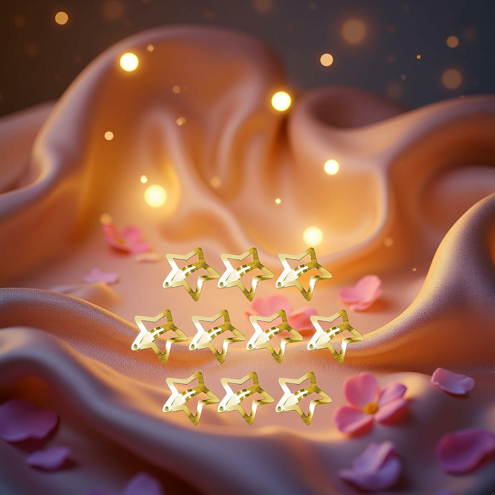BWESOO 10 Pcs Gold Star Hair Clips Metal Snap Barrettes Hair Side Clamps