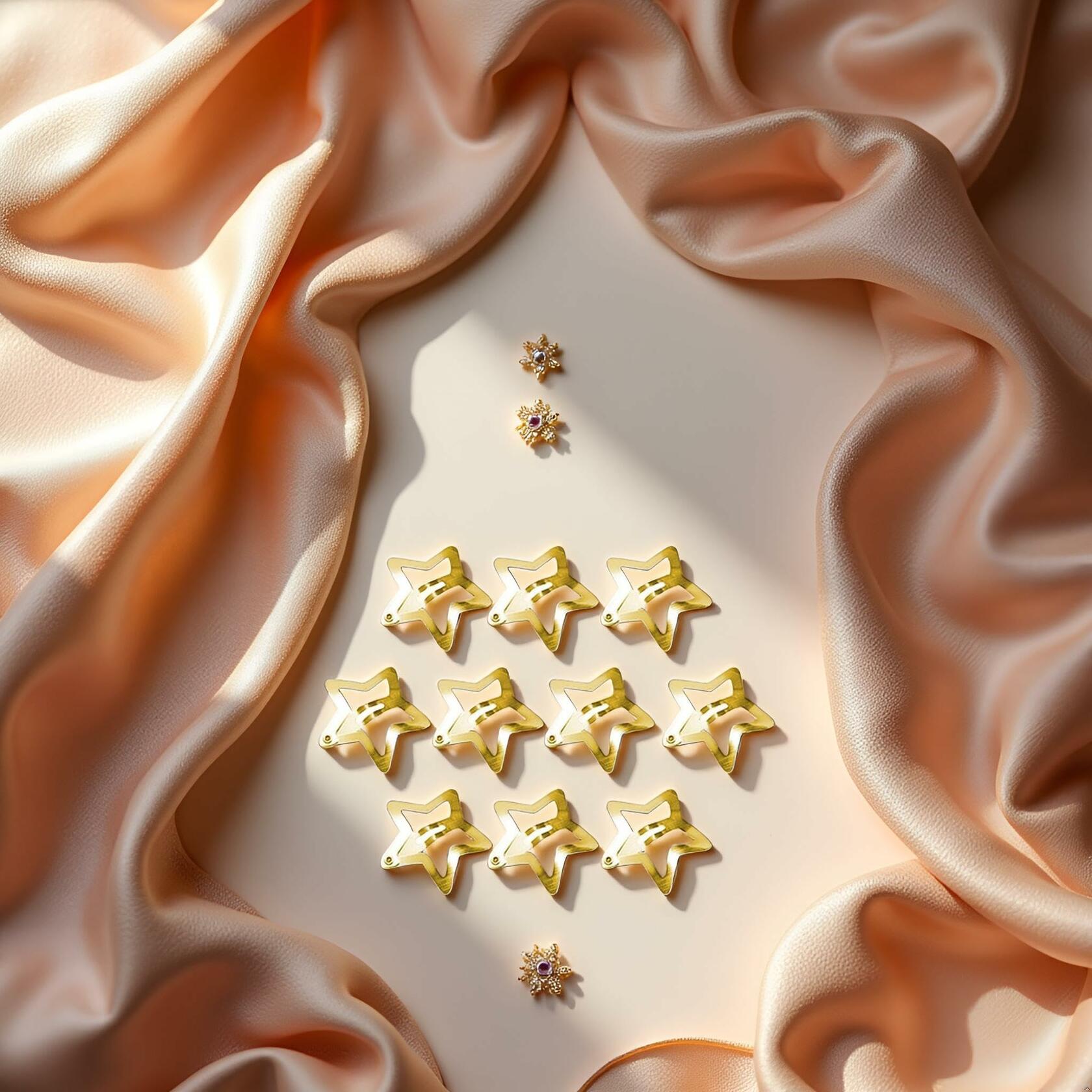 BWESOO 10 Pcs Gold Star Hair Clips Metal Snap Barrettes Hair Side Clamps