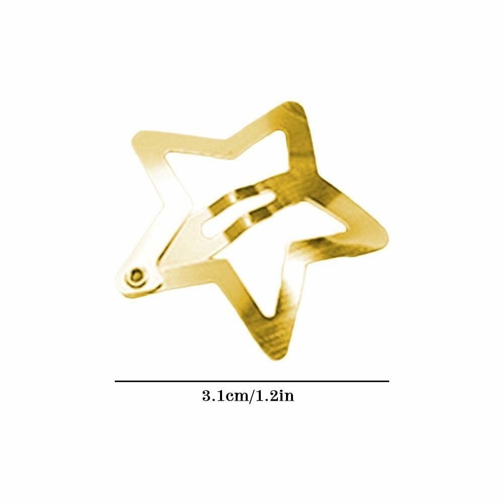 BWESOO 10 Pcs Gold Star Hair Clips Metal Snap Barrettes Hair Side Clamps
