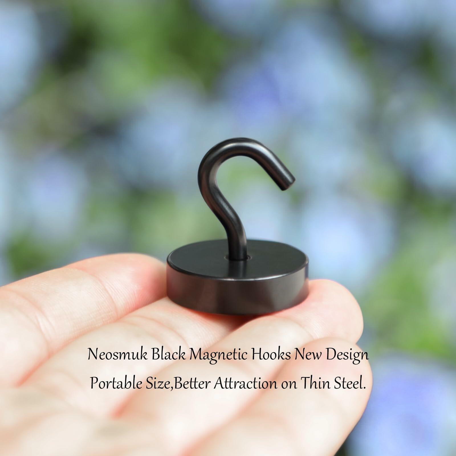 Neosmuk Magnetic Hooks 30lb Heavy Duty Steel Black 6 Pack