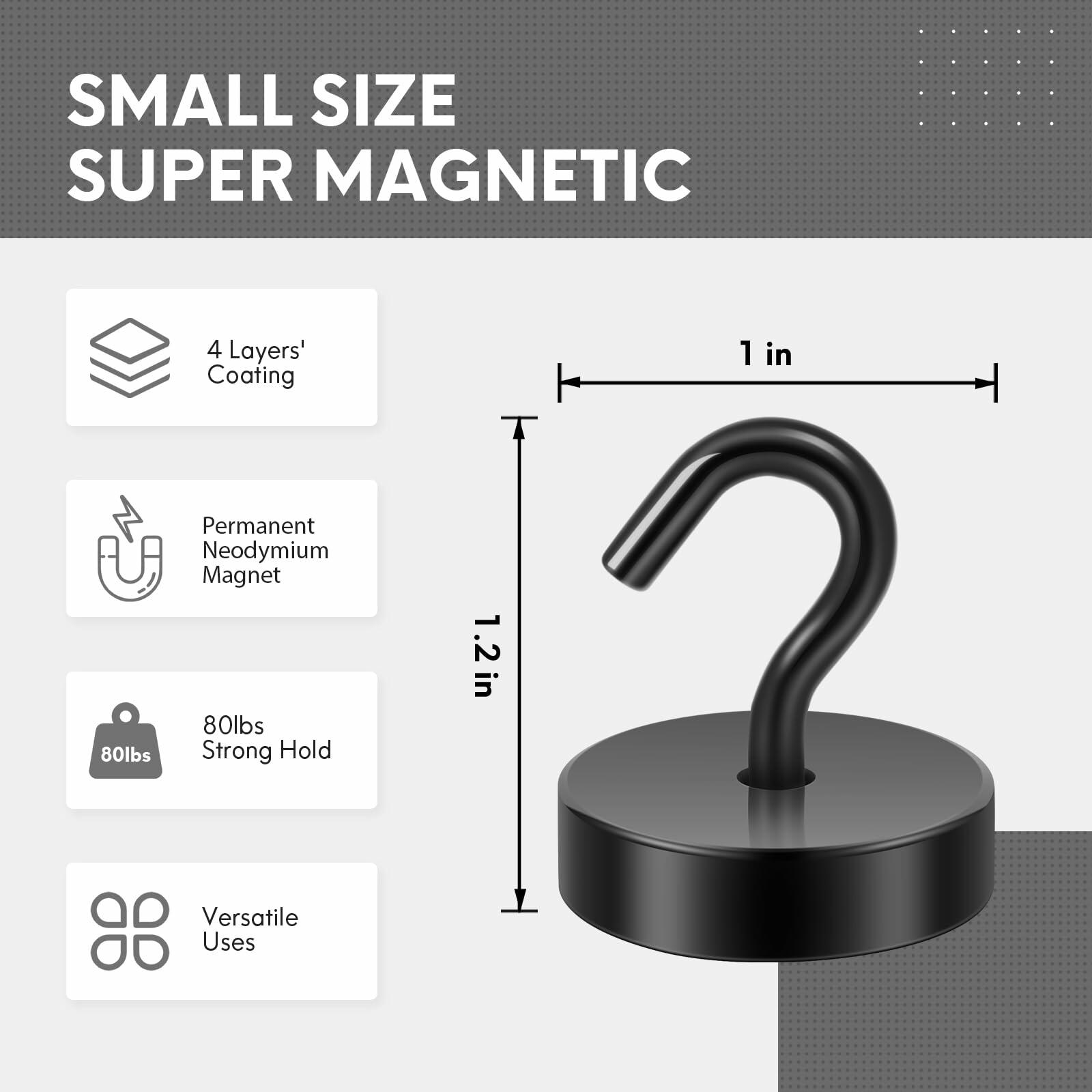 Neosmuk Magnetic Hooks 30lb Heavy Duty Steel Black 6 Pack