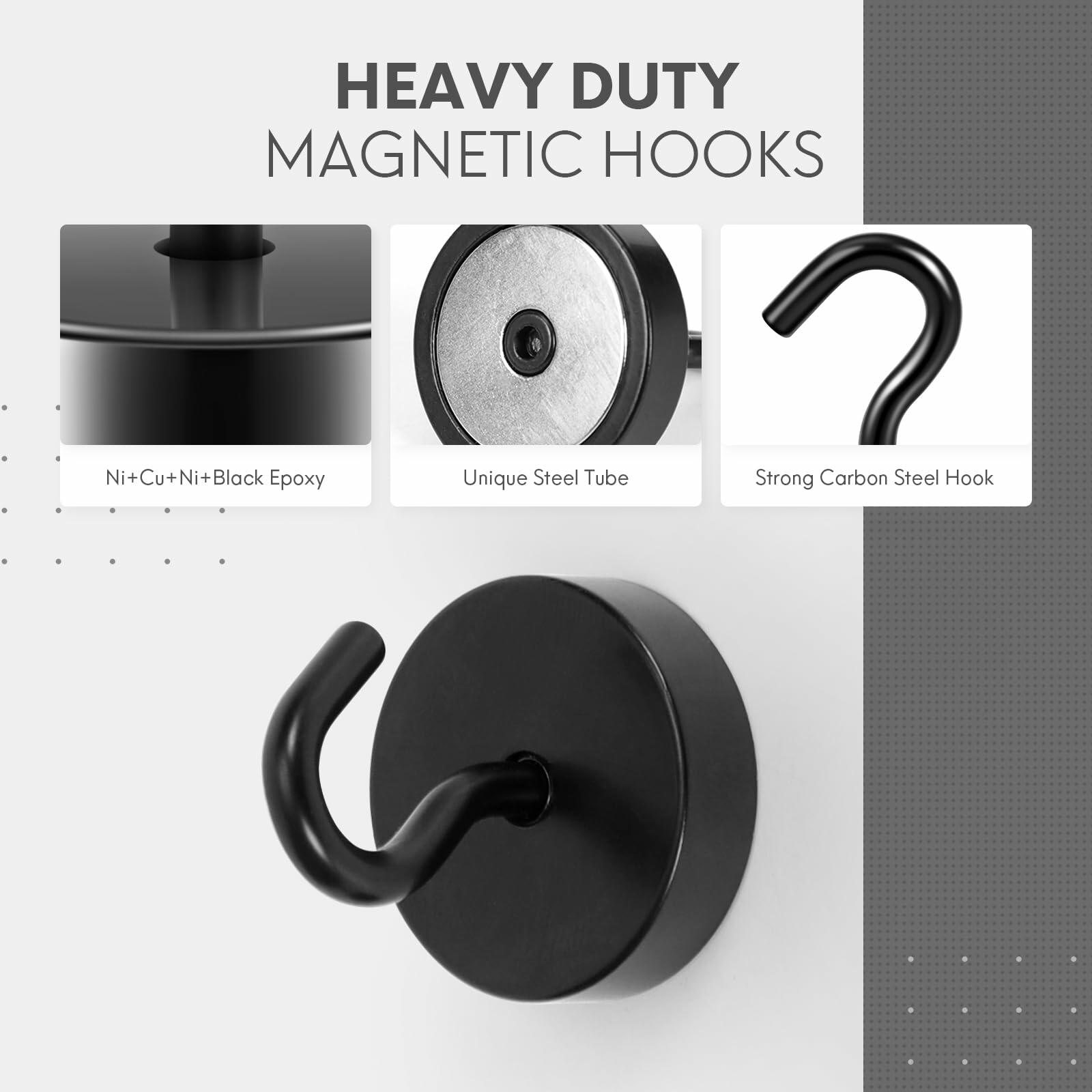 Neosmuk Magnetic Hooks 30lb Heavy Duty Steel Black 6 Pack