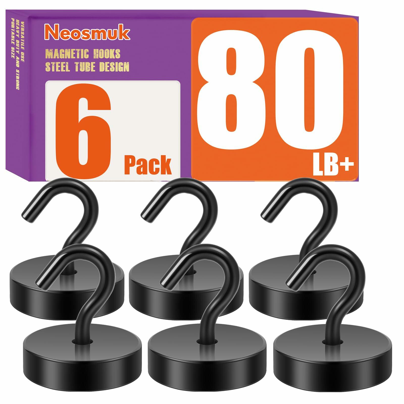 Neosmuk Magnetic Hooks 30lb Heavy Duty Steel Black 6 Pack