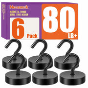 Neosmuk Magnetic Hooks 30lb Heavy Duty Steel Black 6 Pack