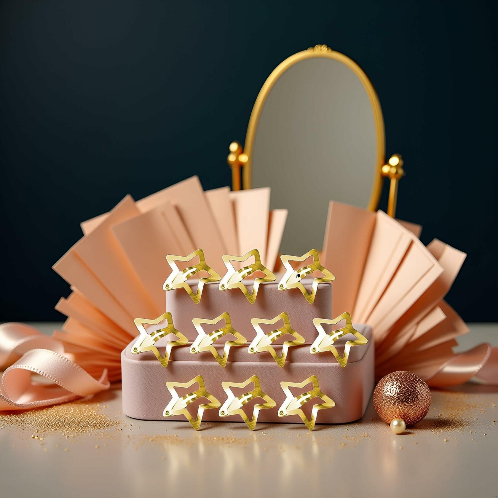 BWESOO 10 Pcs Gold Star Hair Clips Metal Snap Barrettes Hair Side Clamps