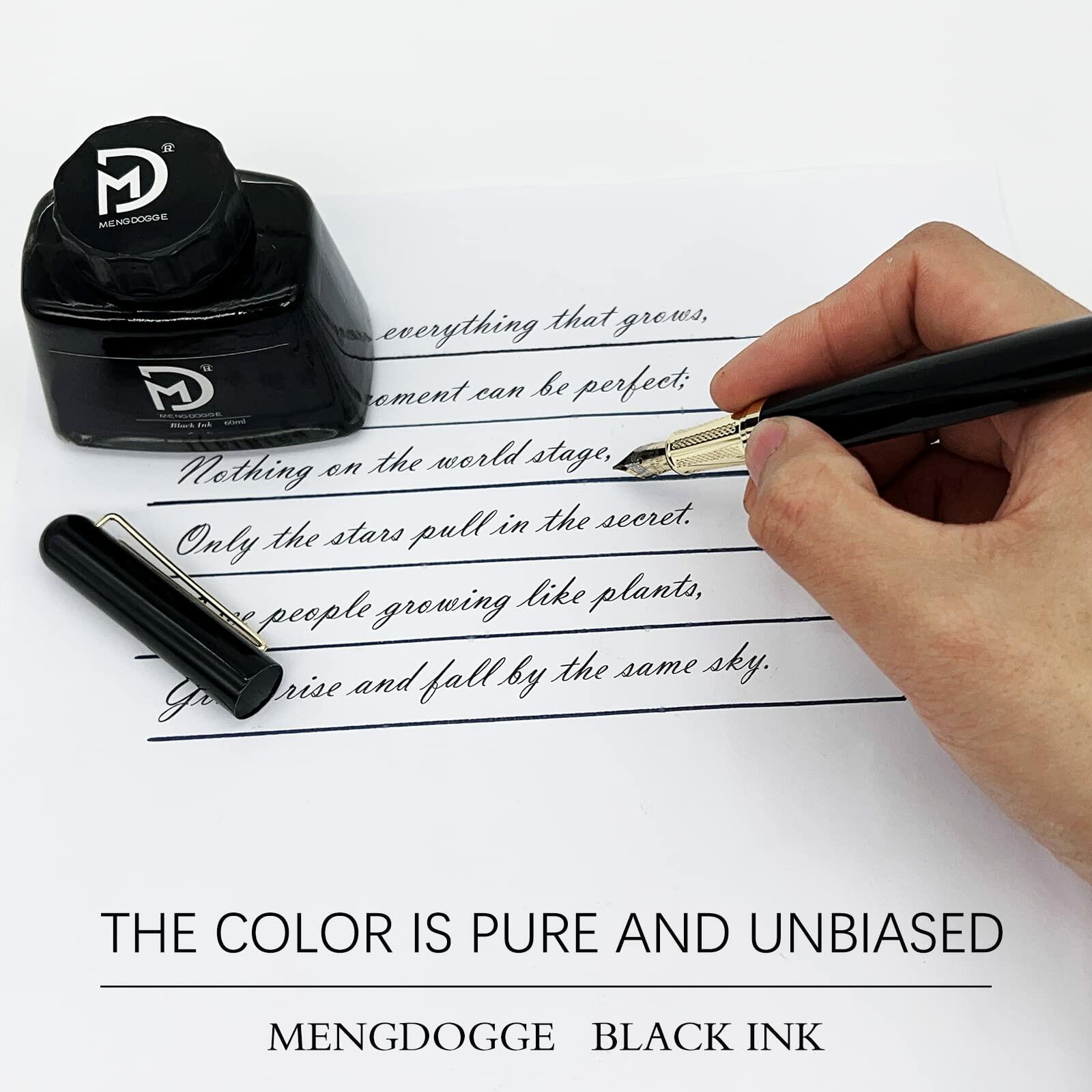 MENGDOGGE Fountain Pen Black Carbon Ink 60ml Bottled Ink 2 Pack