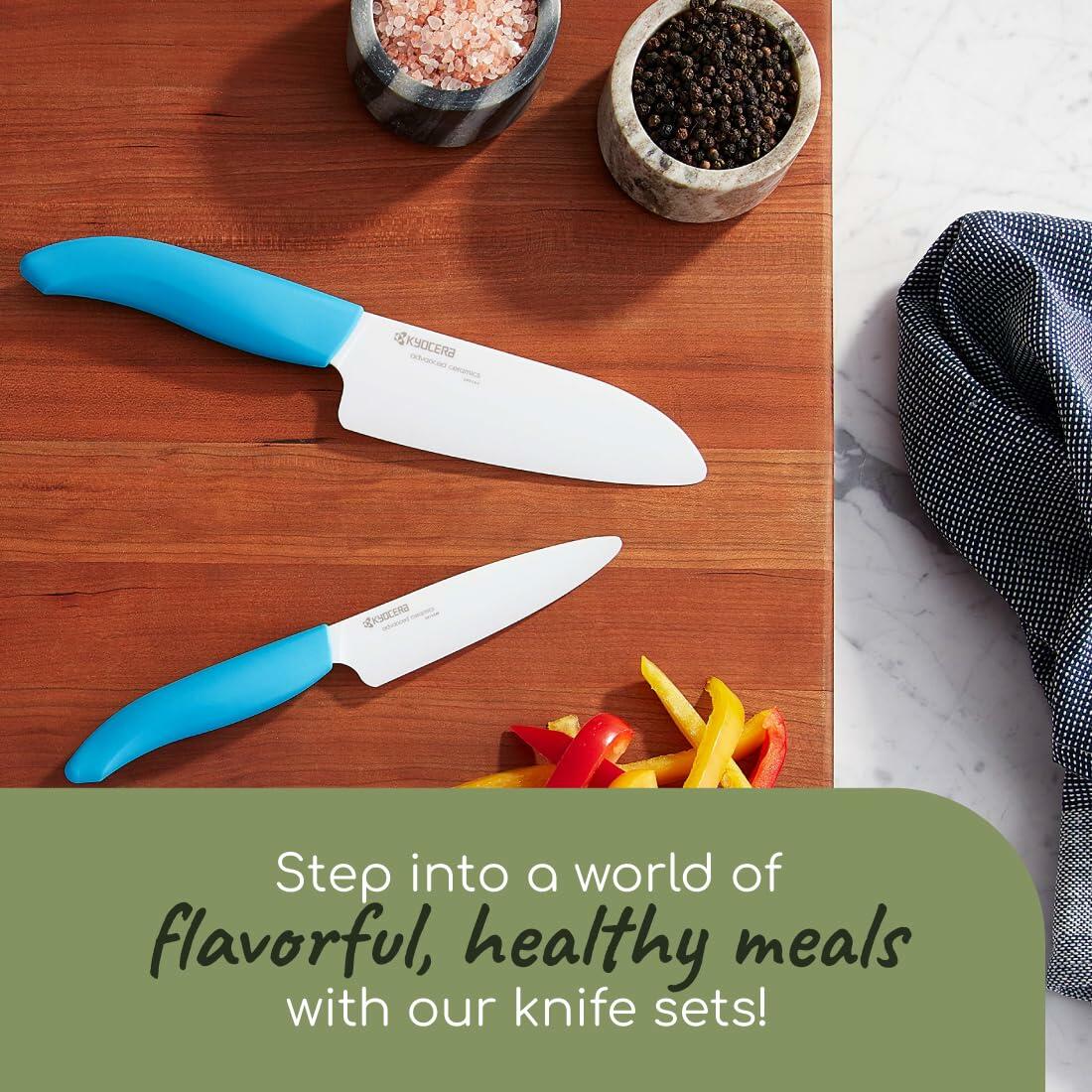 Kyocera Revolution Ceramic Knife Set Santoku 5.5in Utility 4.5in