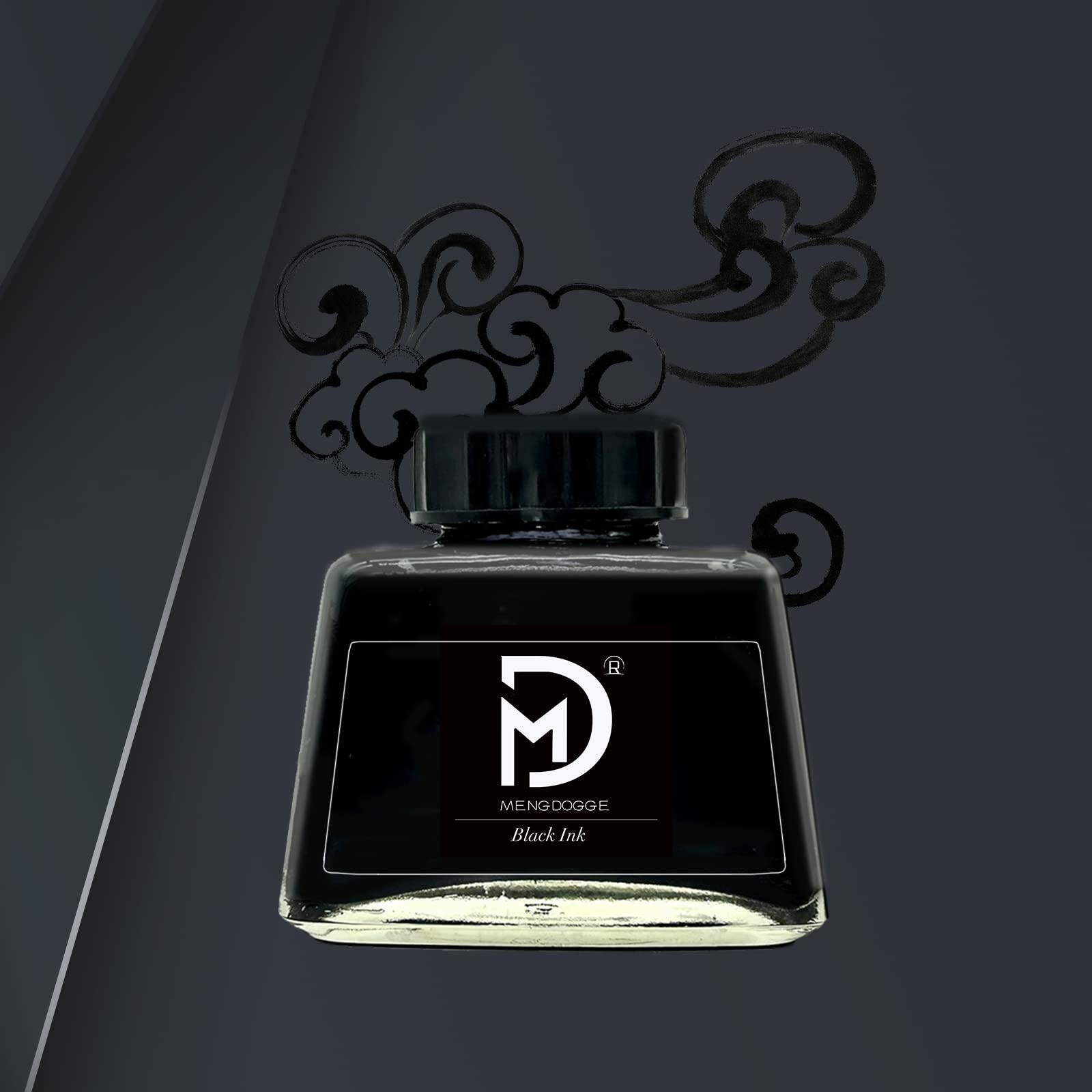 MENGDOGGE Fountain Pen Black Carbon Ink 60ml Bottled Ink 2 Pack