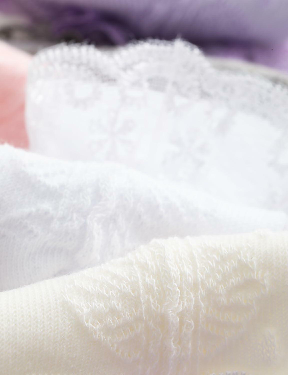 Toddler Girl Ruffle Socks Lace Eyelet Frilly Princess Socks 4 Pairs