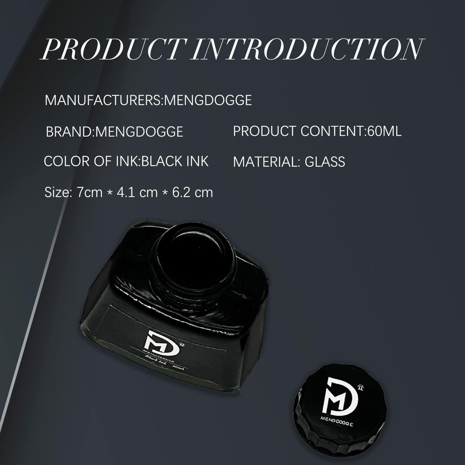 MENGDOGGE Fountain Pen Black Carbon Ink 60ml Bottled Ink 2 Pack