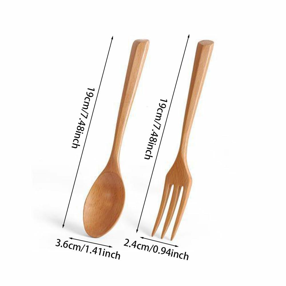 Chen Mi 20 Pc Wooden Spoon Fork Set Japanese Style Reusable Cutlery