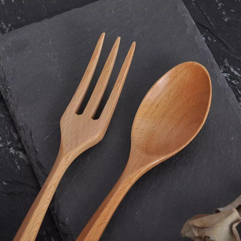 Chen Mi 20 Pc Wooden Spoon Fork Set Japanese Style Reusable Cutlery