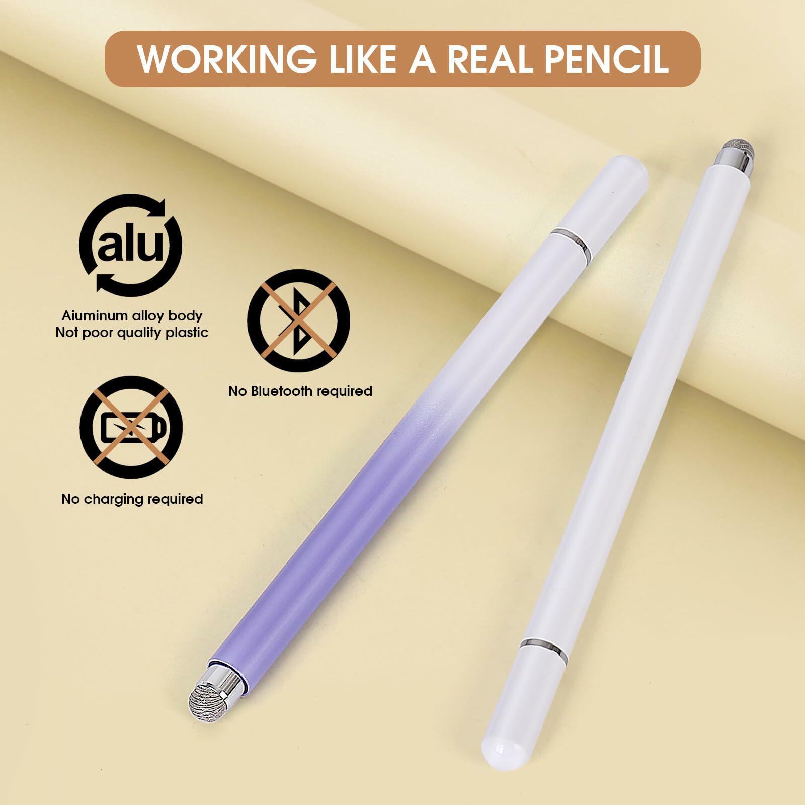 KRSABO 2-in-1 Capacitive Touch Screen Stylus Pen 2 Pack Black White Aluminum