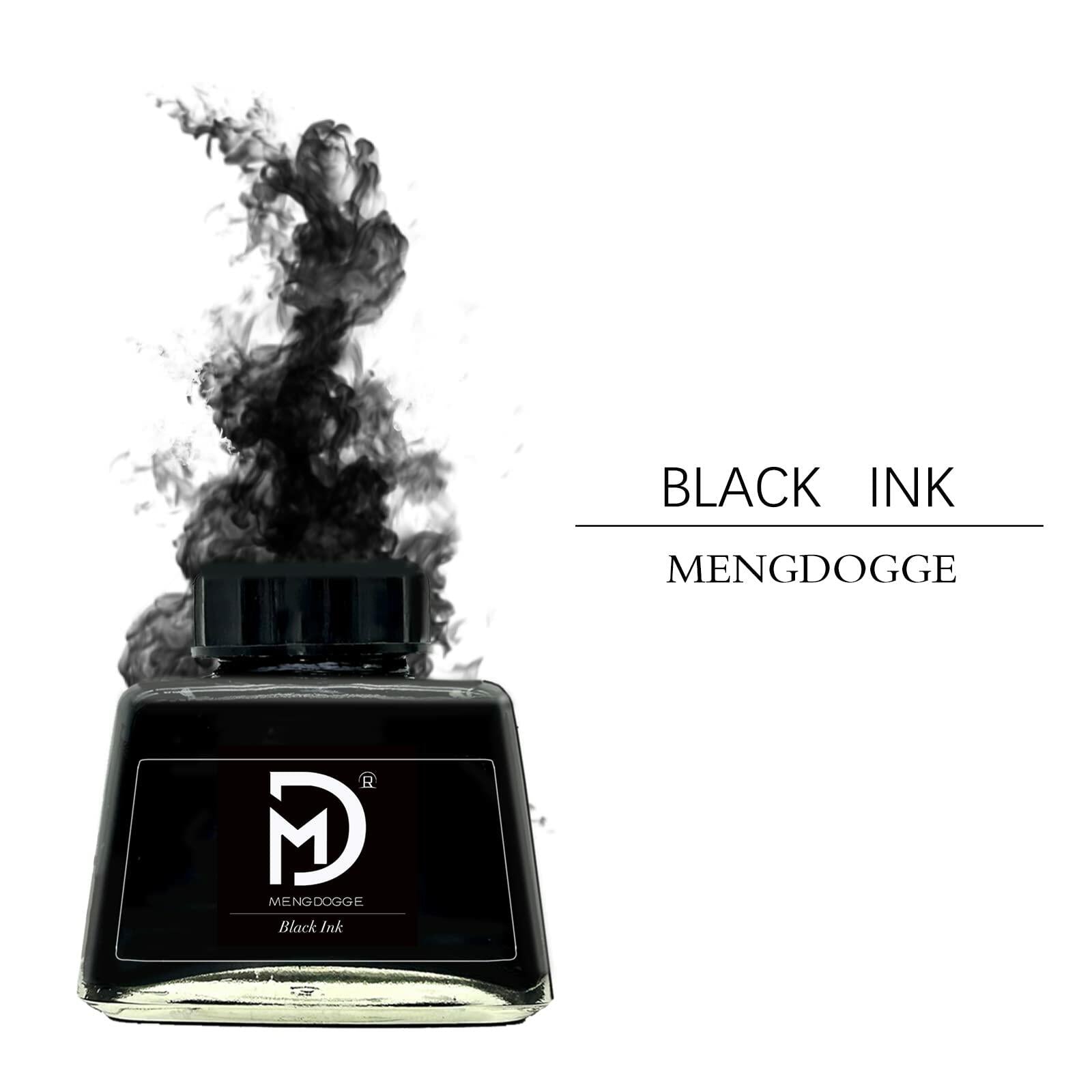 MENGDOGGE Fountain Pen Black Carbon Ink 60ml Bottled Ink 2 Pack