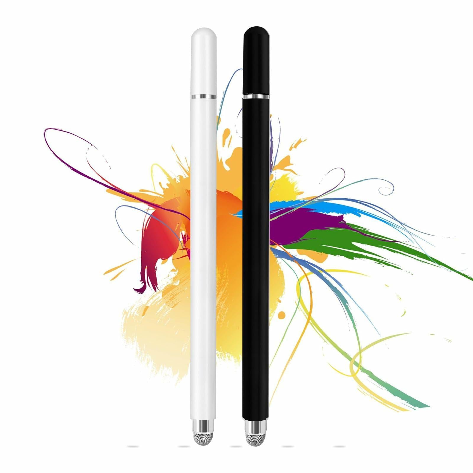 KRSABO 2-in-1 Capacitive Touch Screen Stylus Pen 2 Pack Black White Aluminum