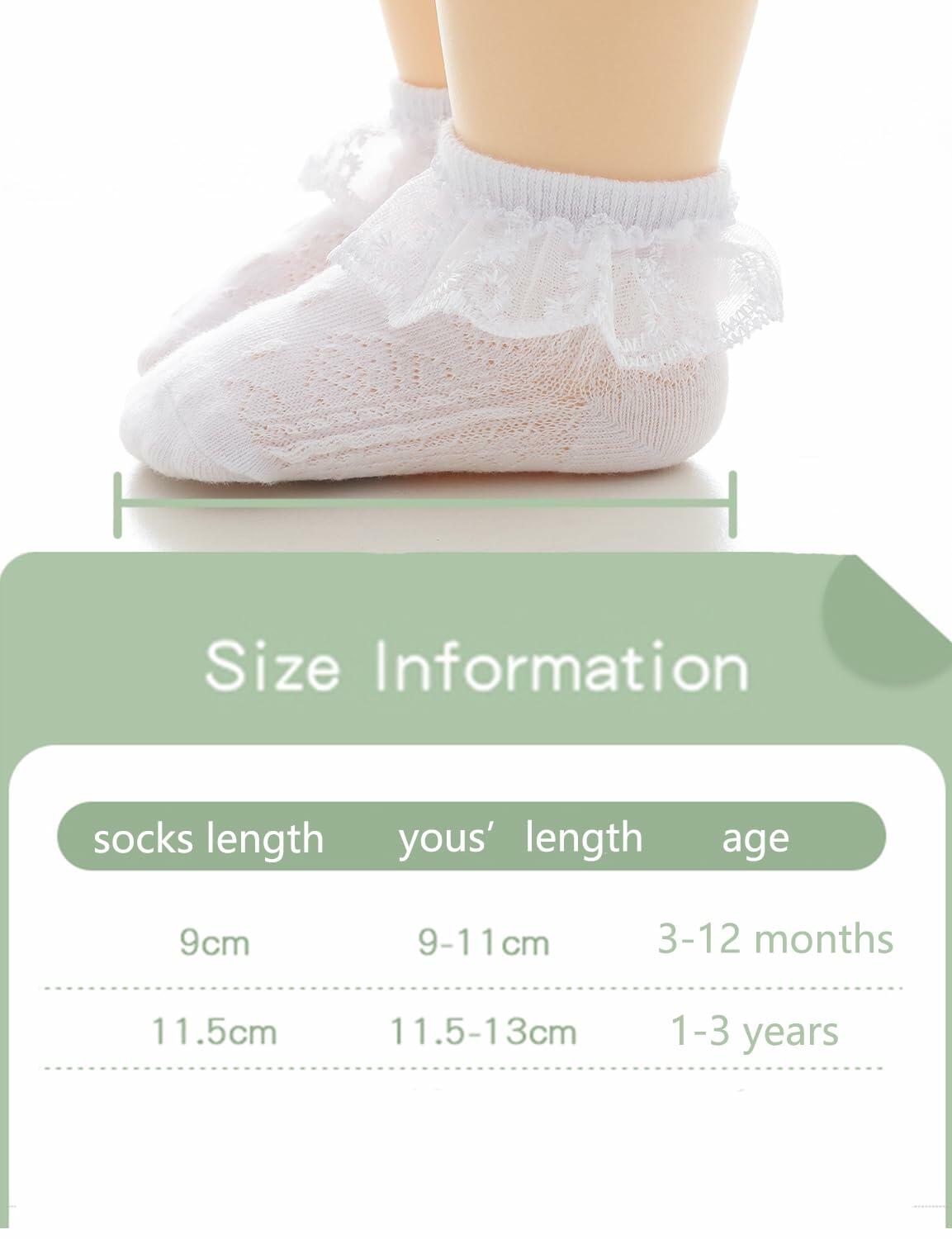 Toddler Girl Ruffle Socks Lace Eyelet Frilly Princess Socks 4 Pairs