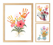 CHERRY CHEERS Flower Bouquet Handprint Art Kit 3 Sheets 6 Colors White Canvas