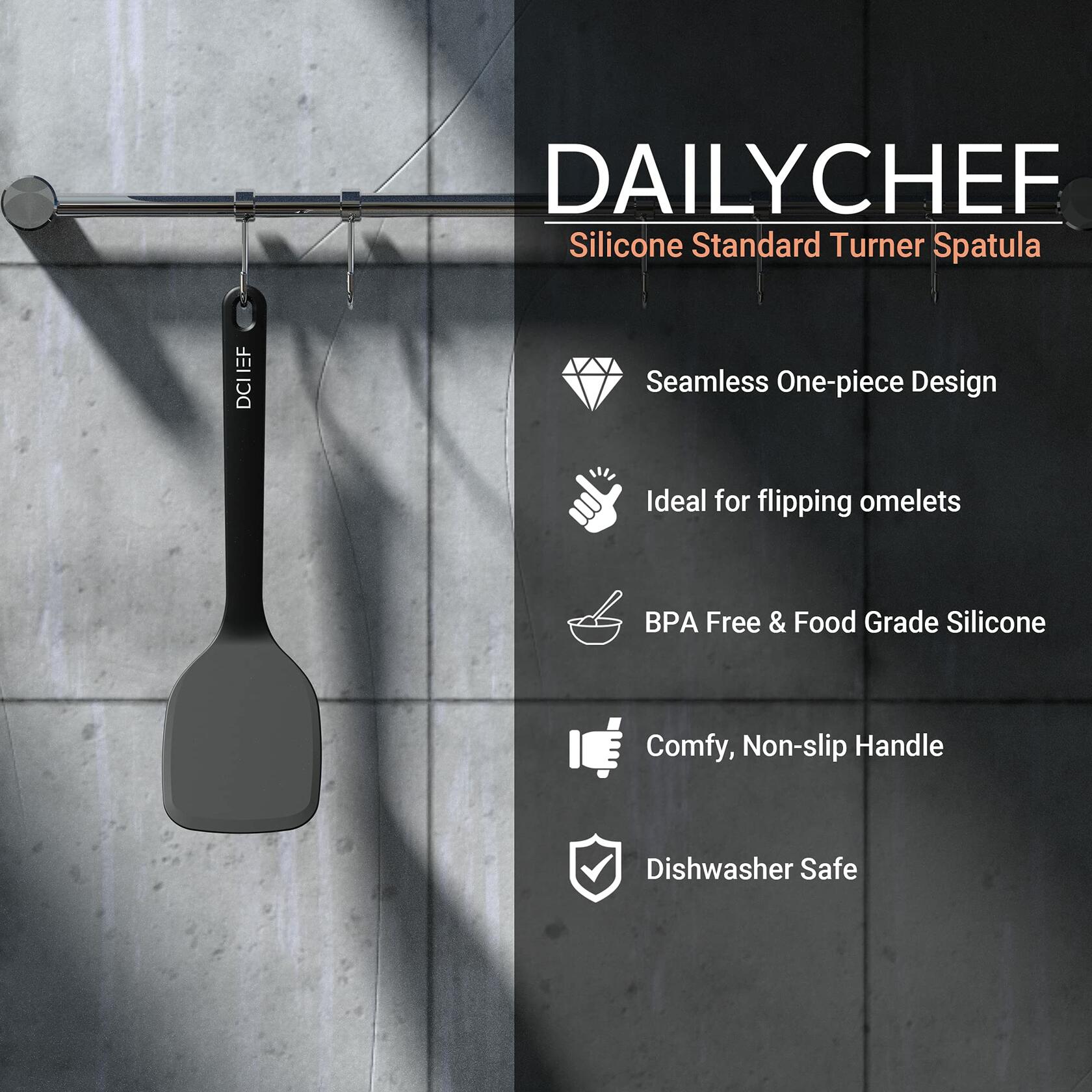 Dailychef Large Silicone Turner Spatula 600°F Heat Resistant Nonstick