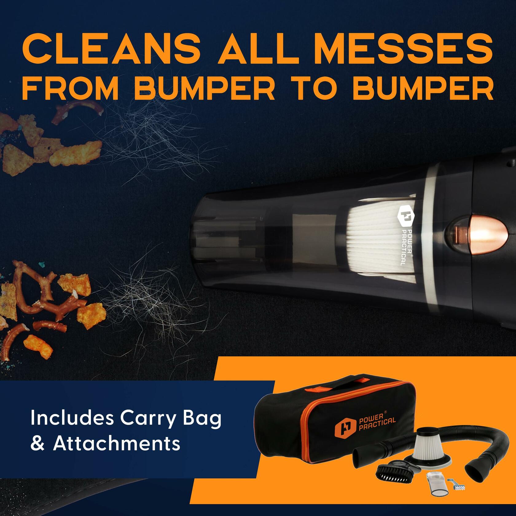 Power Practical Handheld Cordless Car Vacuum Cleaner Strong Suction Black