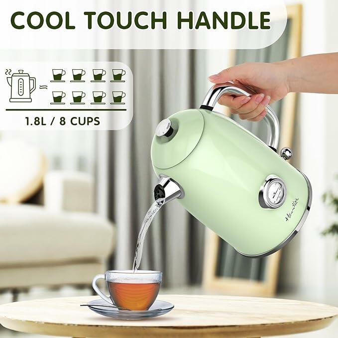 Harriet Electric Kettle 1.8L 1500W Stainless Steel Light Green Thermometer
