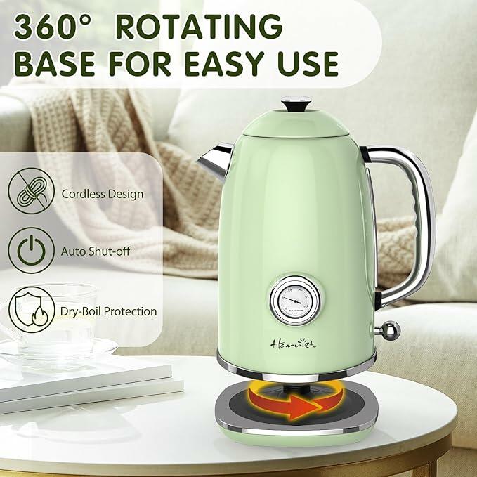 Harriet Electric Kettle 1.8L 1500W Stainless Steel Light Green Thermometer