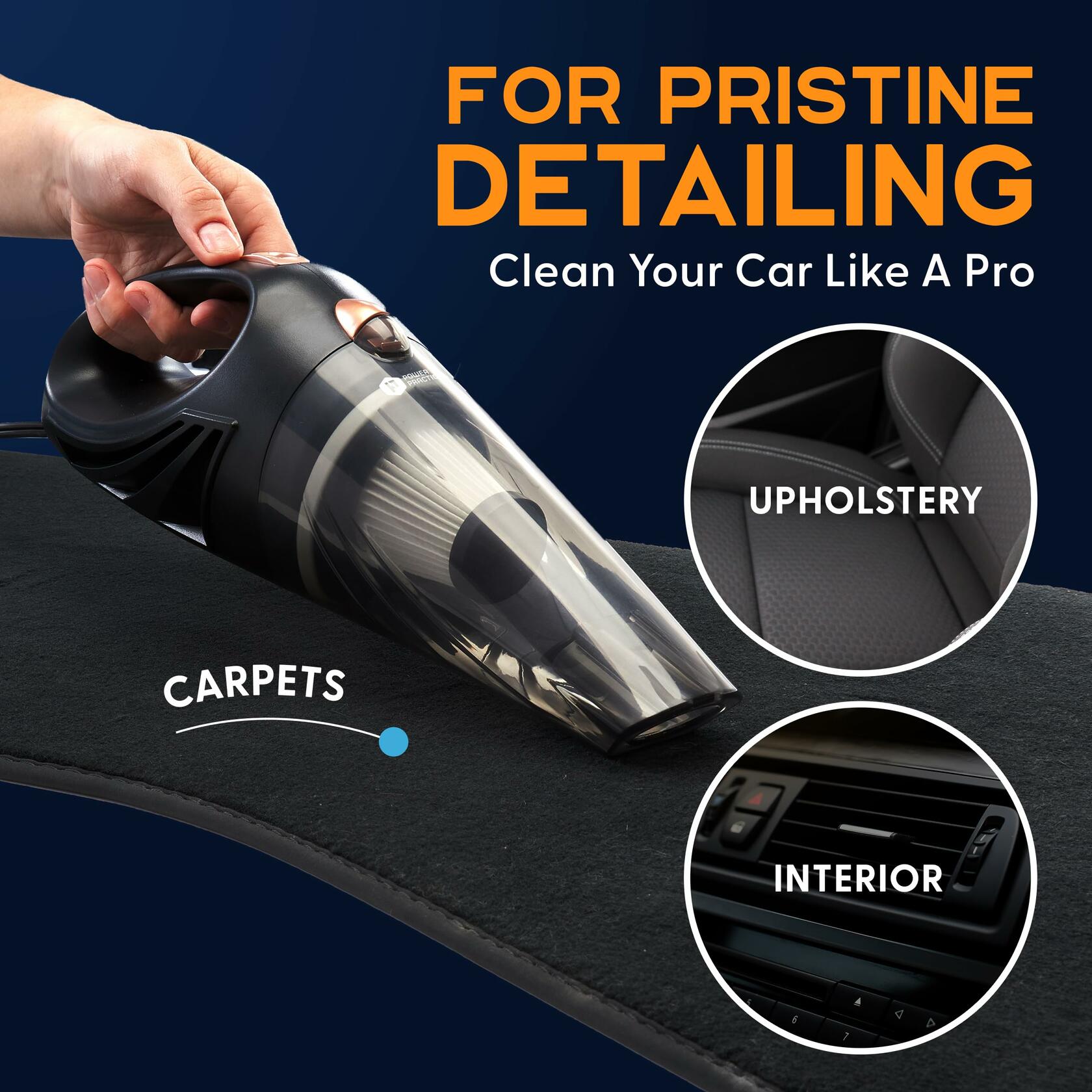 Power Practical Handheld Cordless Car Vacuum Cleaner Strong Suction Black