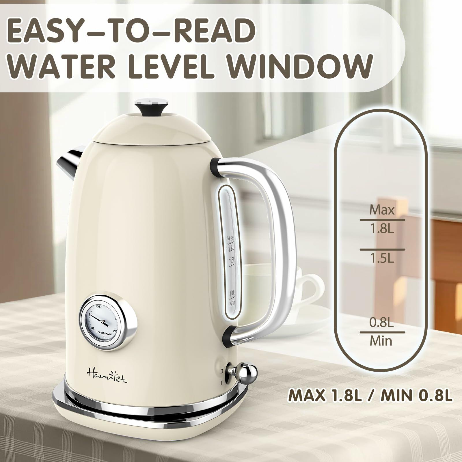 Harriet Electric Kettle 1.8L 1500W Stainless Steel Light Green Thermometer
