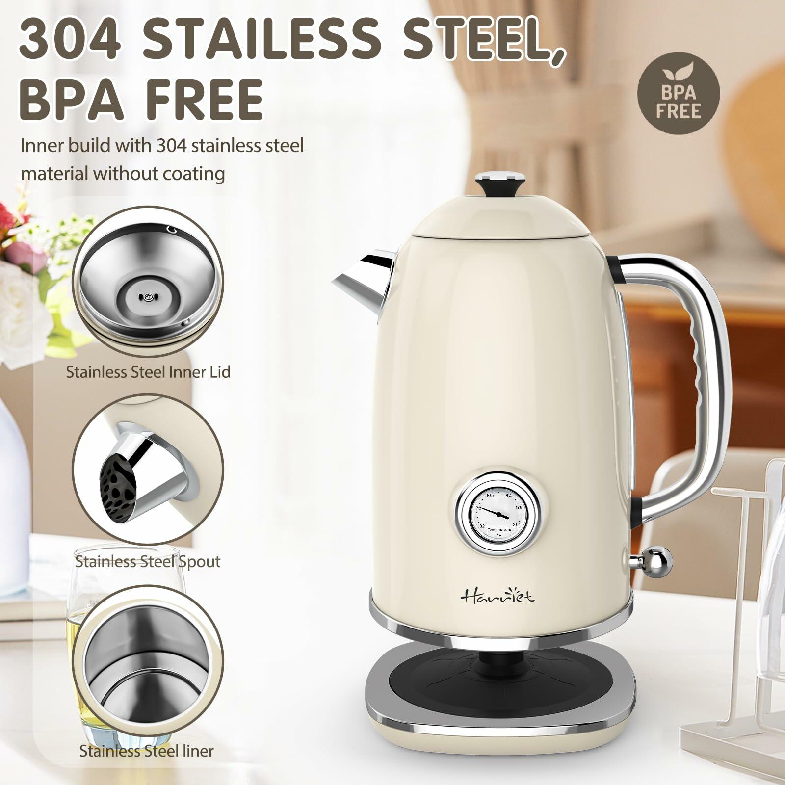 Harriet Electric Kettle 1.8L 1500W Stainless Steel Light Green Thermometer