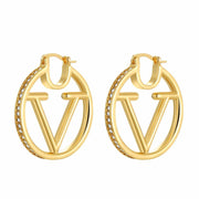 DANASS 18K Gold Luxury V Letter Earrings Women Sisters Elegant Gift