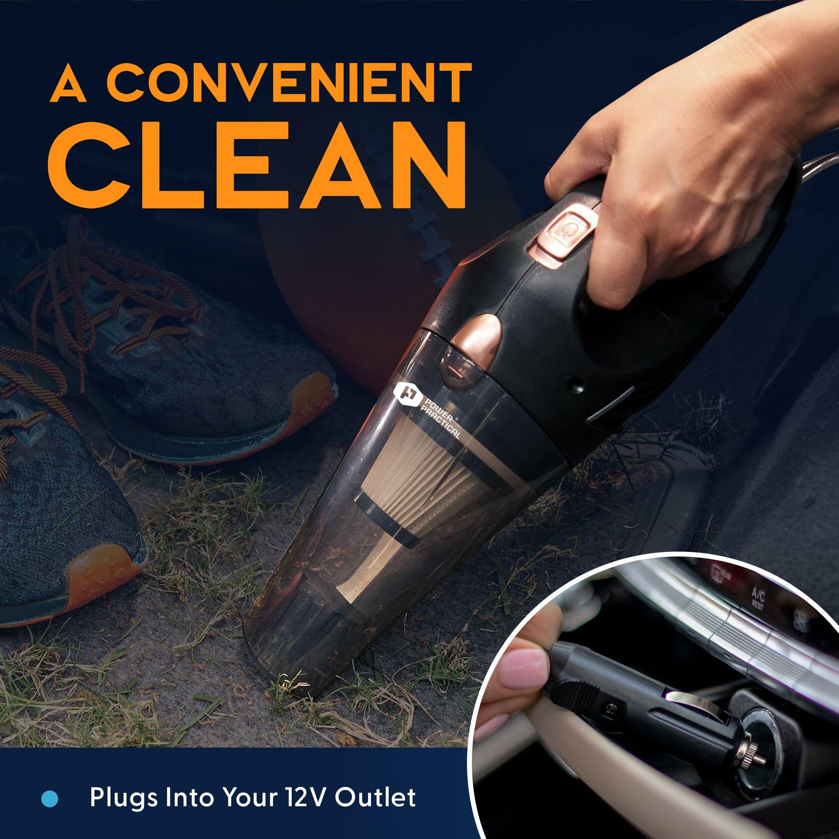 Power Practical Handheld Cordless Car Vacuum Cleaner Strong Suction Black
