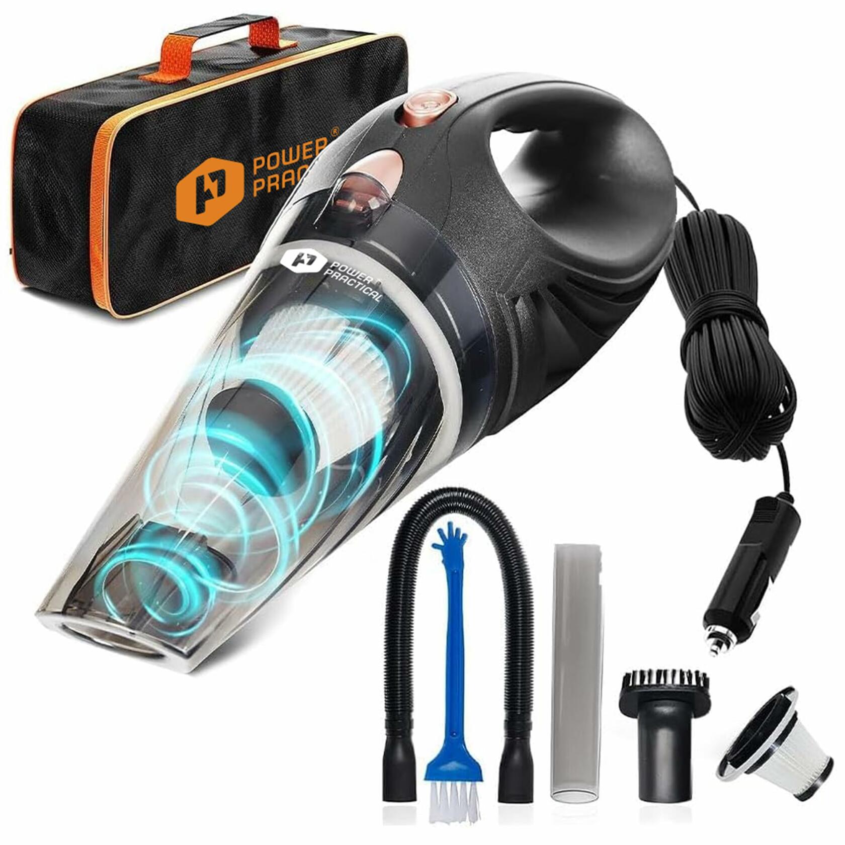Power Practical Handheld Cordless Car Vacuum Cleaner Strong Suction Black