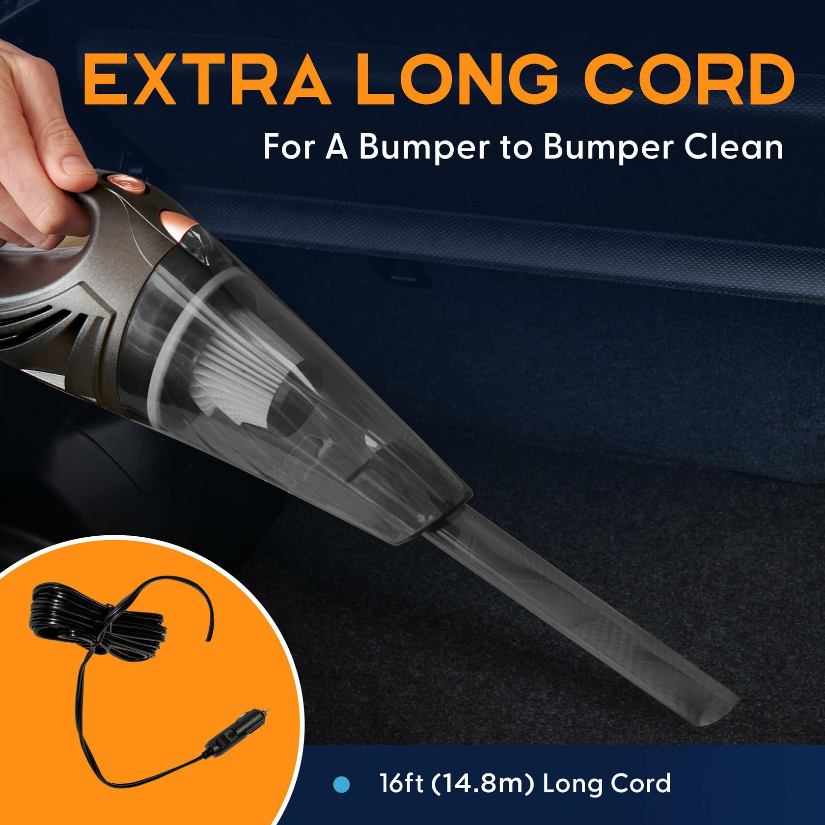 Power Practical Handheld Cordless Car Vacuum Cleaner Strong Suction Black