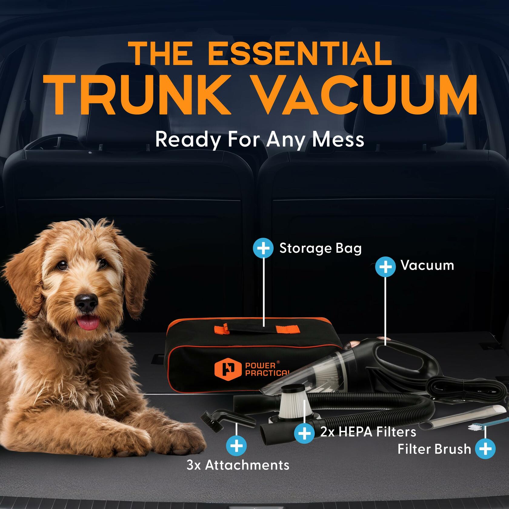 Power Practical Handheld Cordless Car Vacuum Cleaner Strong Suction Black