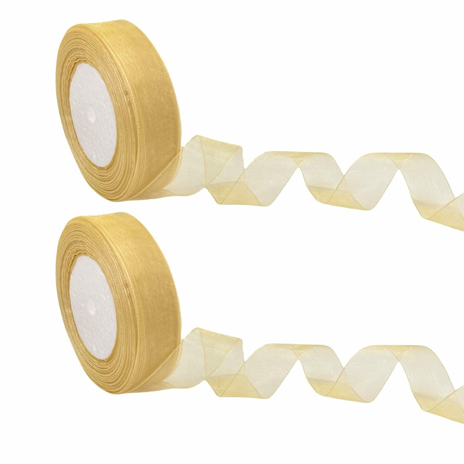 BEAUTOPE Sheer Organza Chiffon Ribbon 1in x 100yd White Polyester