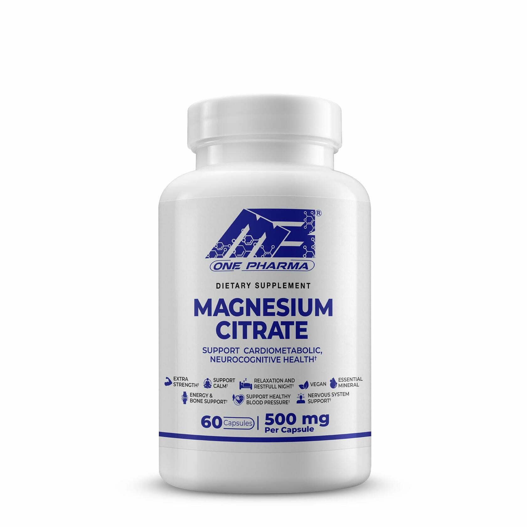 BestBy07/27 MB One Magnesium Citrate 500mg Vegan Non-GMO 60 Caps