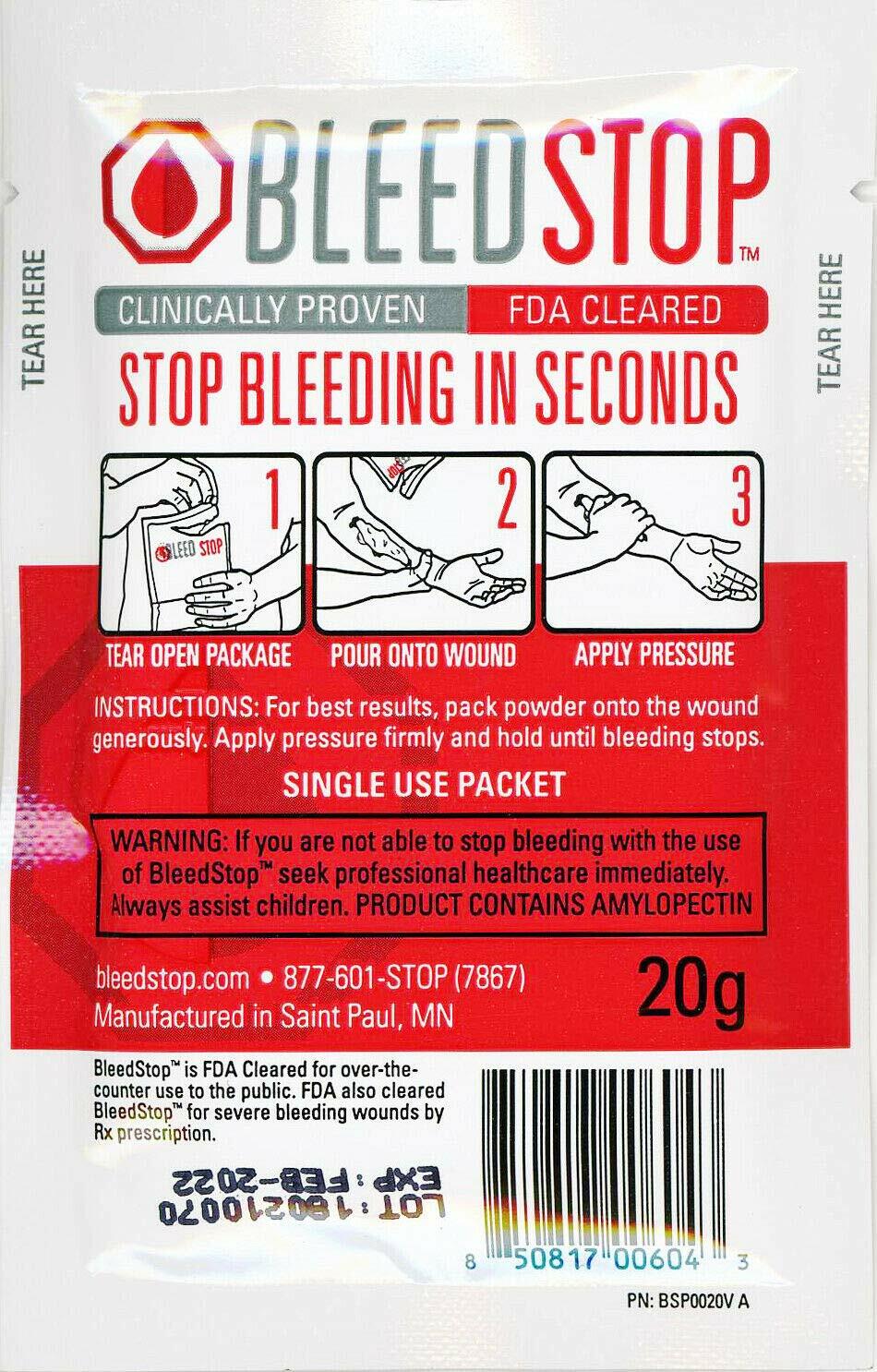 Bleedstop Emergency First Aid Stop Bleeding Powder 2 Pack 20g Home Kids Family