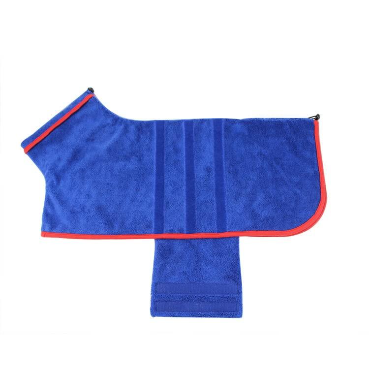 Periflowin Dog Drying Coat Bathrobe Towel Microfiber Blue-1 Size M