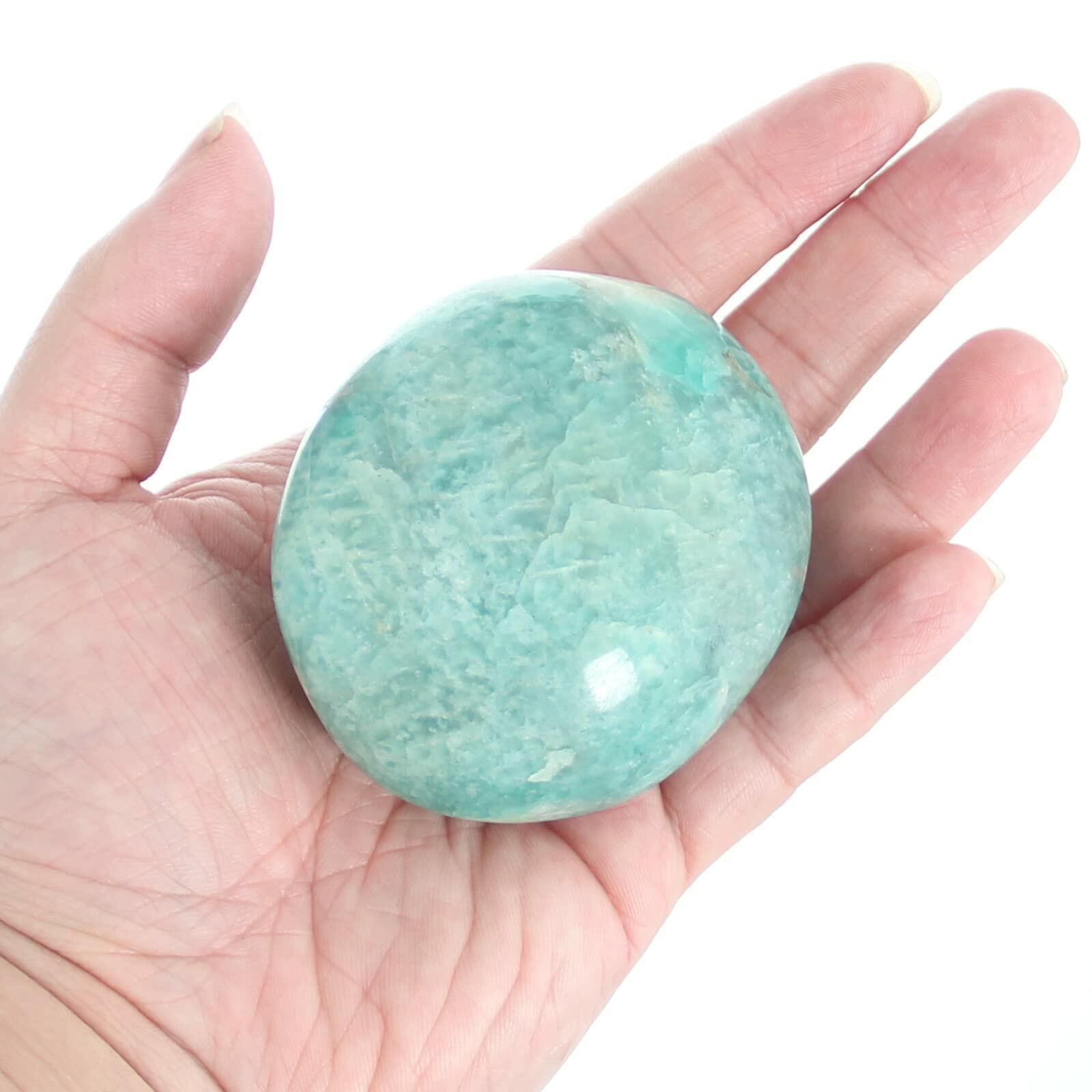 Orientrea Amazonite Palm Stone Smooth Pocket Healing Crystal 1 Pc