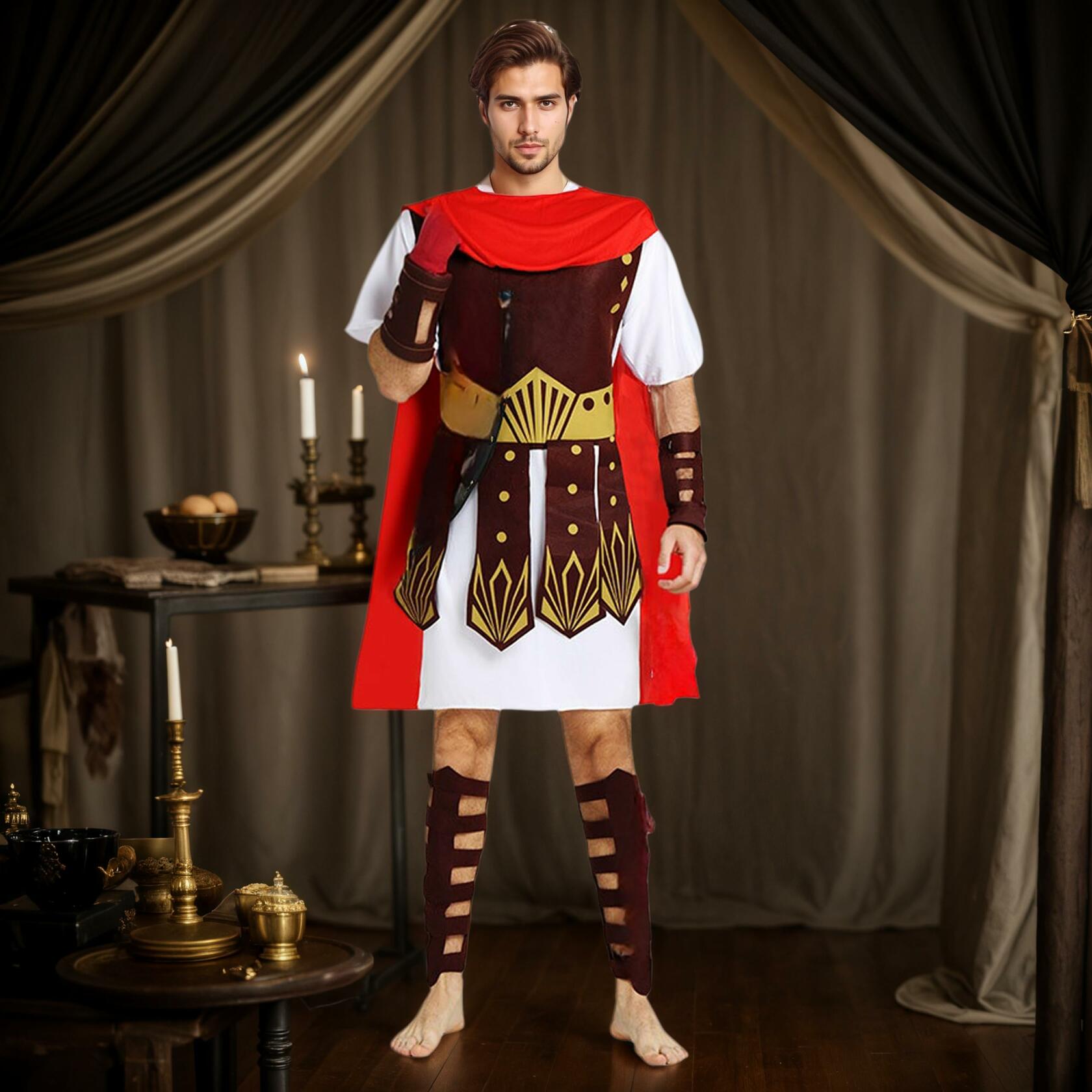 BESTOYARD Roman Gladiator Costume Men Adults Halloween Cosplay Size L