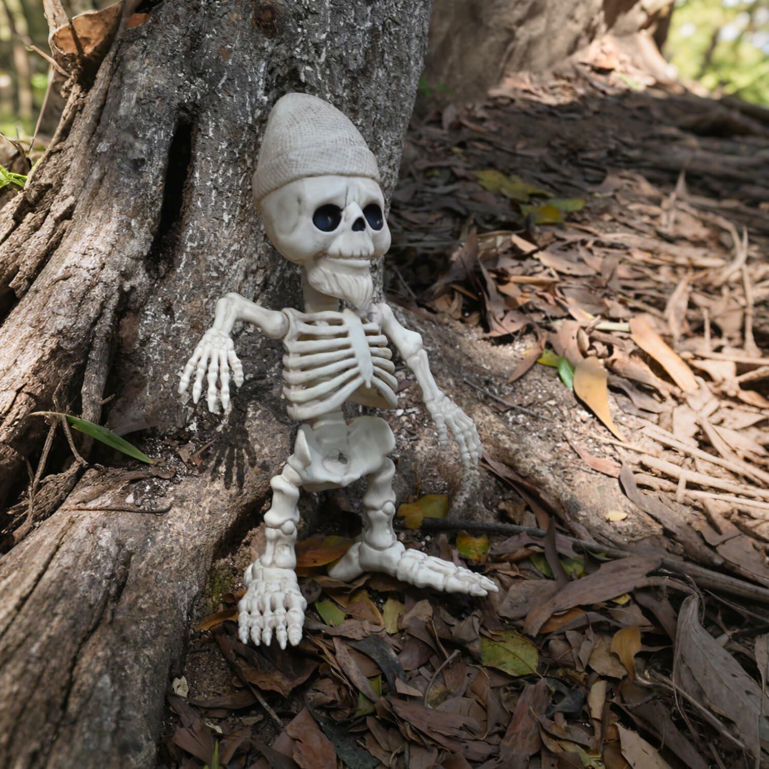 Seasons 12" Skeleton Gnome Figurine Halloween Decoration White Plastic