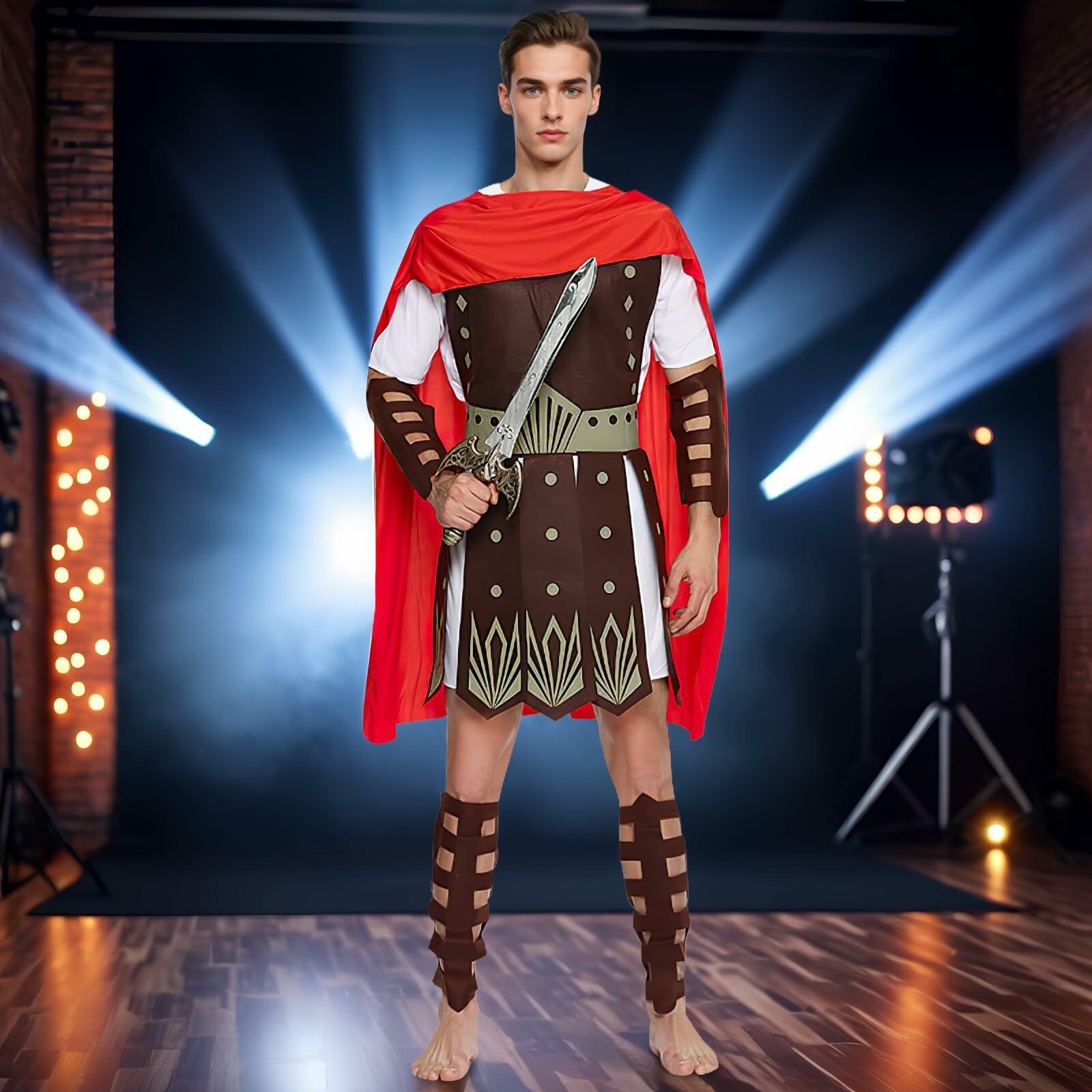 BESTOYARD Roman Gladiator Costume Men Adults Halloween Cosplay Size L